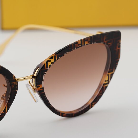 Fendi FE40014U 55F Cat Eye Sunglasses - Havana with FF Pattern/Brown main image 5